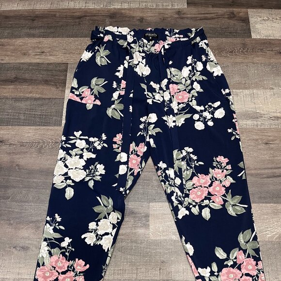 Dynamite - Navy Blue Floral Dress Pants - Picture 2 of 7